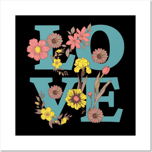 Mint Floral Love Posters and Art